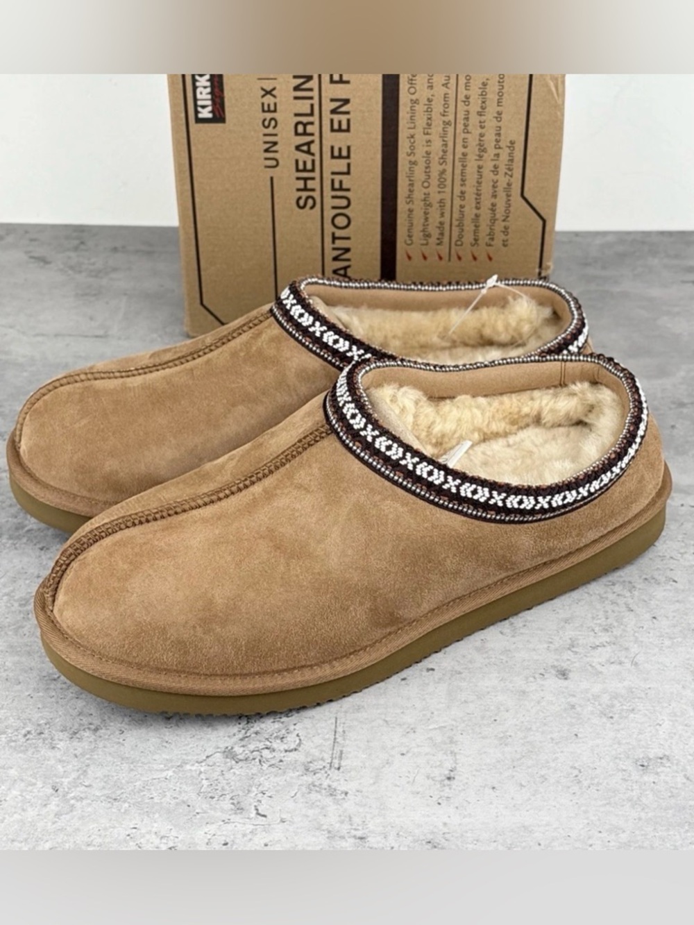 kirkland shearling slippers Women’s Size 9 Tan New In Box Brown